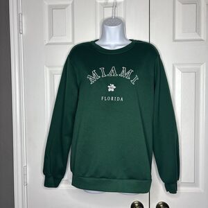 SHEIN Miami Florida Sweatshirt Large Green Crewneck Casual Pullover